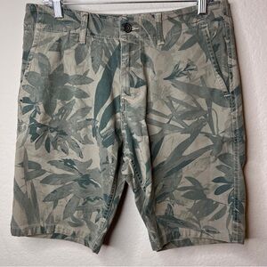 Lucky Brand Men Chino Shorts Cotton 30 Multi-Green Leaf Print Saturday Stretch